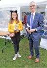 Grace Mooney,  winner in age 9 -11 group receiving prise from Gordon Moulds